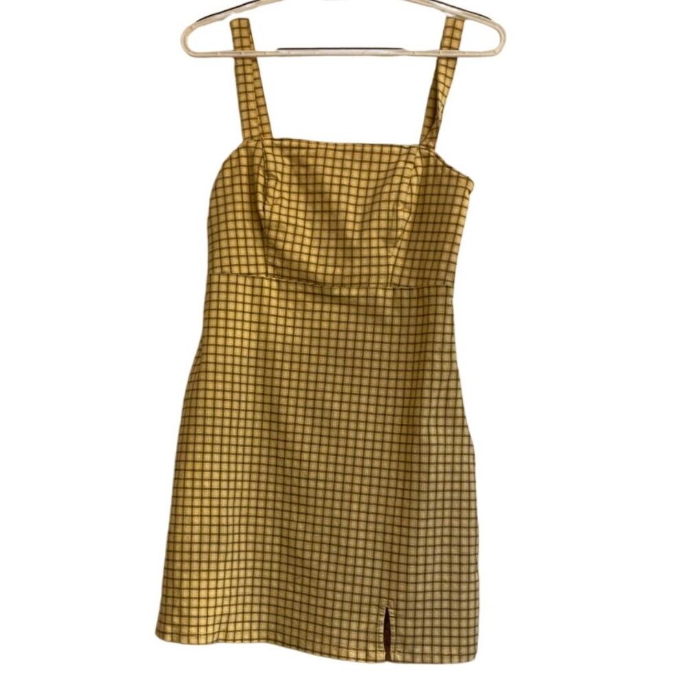 Hollister Jumper Dress Yellow Plaid Sz S Straps Preppy School
